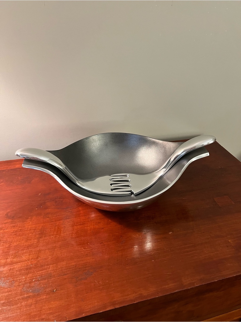 Holding Hands Large sand-cast aluminum serving bowl set